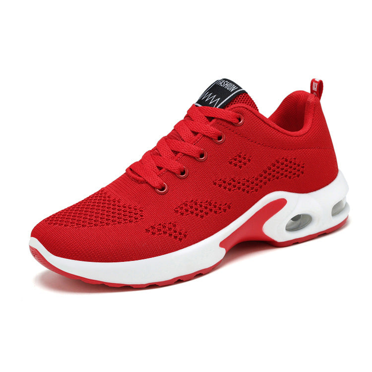 Red Mesh Lace-Up Sneakers