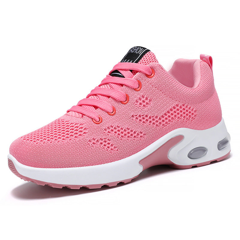 Pink Mesh Lace-Up Sneakers