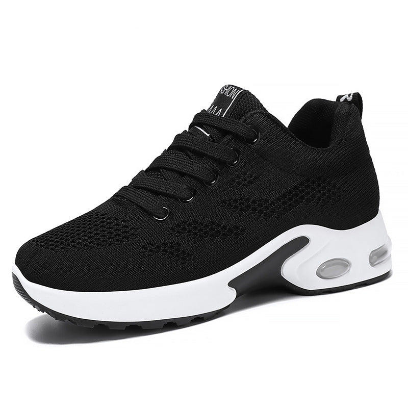 Black White Mesh Lace-Up Sneakers