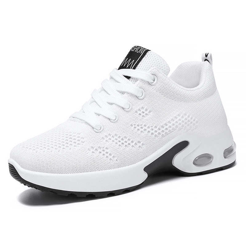 White Mesh Lace-Up Sneakers