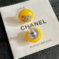 Chanel Yellow Crystal-Style Interlocking-C Stud Earrings