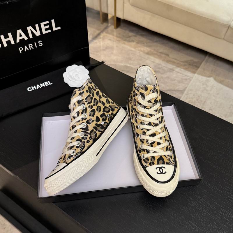 Chanel Leopard Print High-Top Sneakers