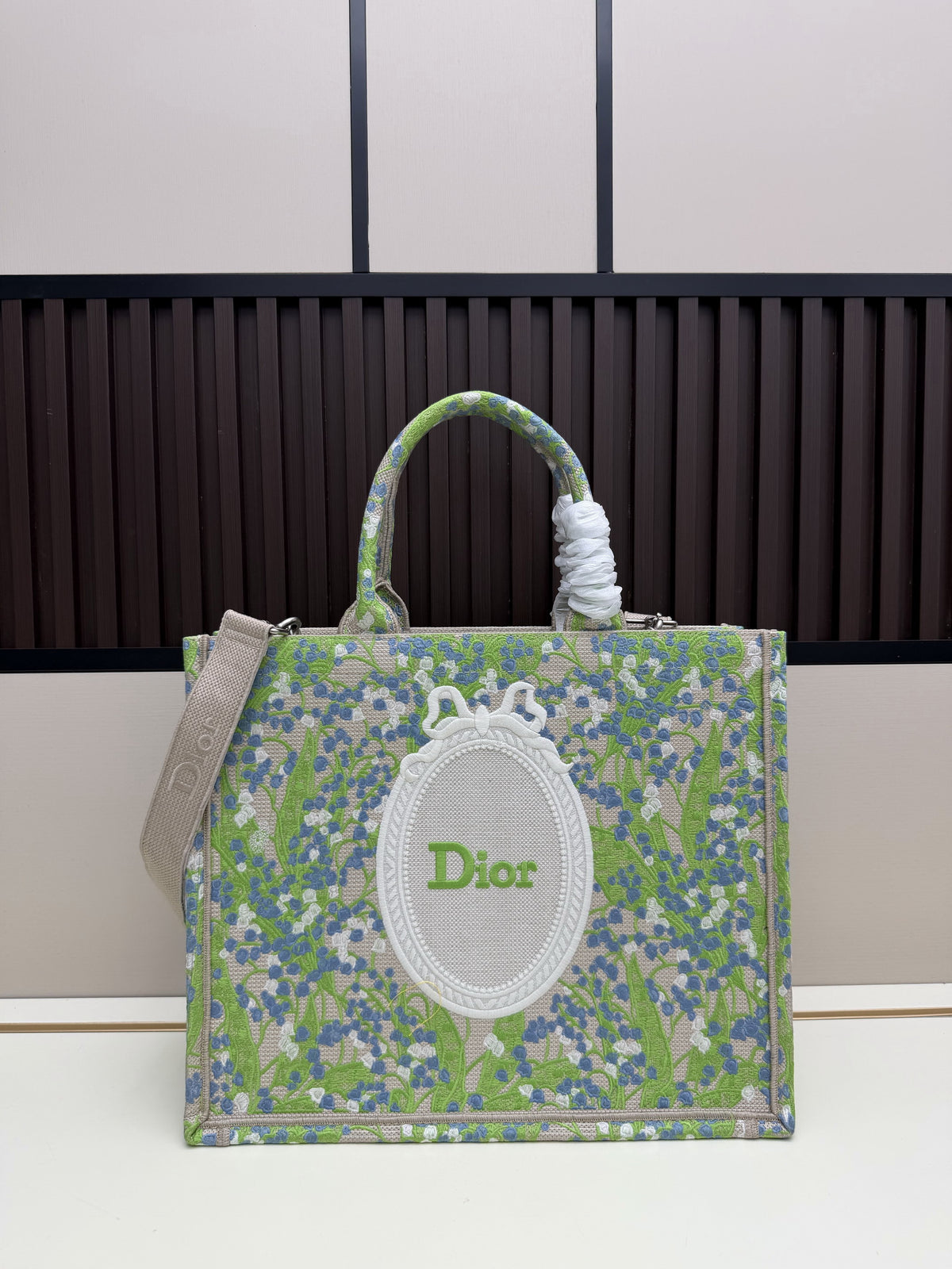 Dior Blue & Green Floral Structured Tote