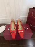 Gucci Red Pointed-Toe Pumps with Horsebit-Style Hardware