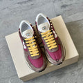 Valentino Burgundy and Gray Low-Top Sneakers with Yellow Laces