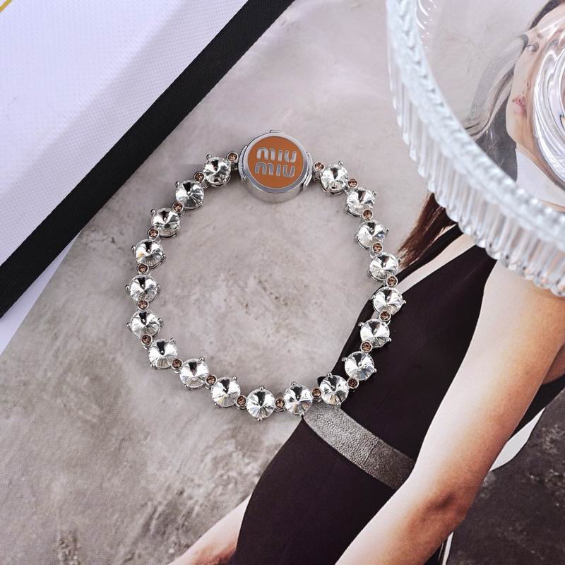 Miu Miu Silver-Tone Crystal-Style Bracelet with Miu Miu Branding