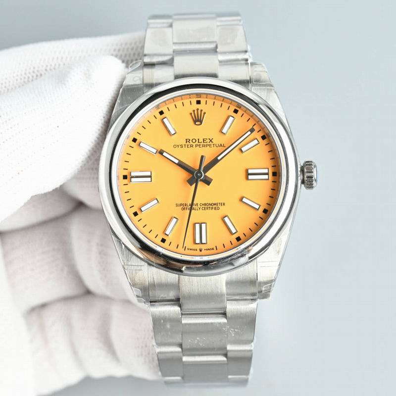 Rolex Oyster Perpetual Watch with Golden-Orange Dial
