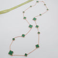 Van Cleef & Arpels Green Clover Motif Long Necklace