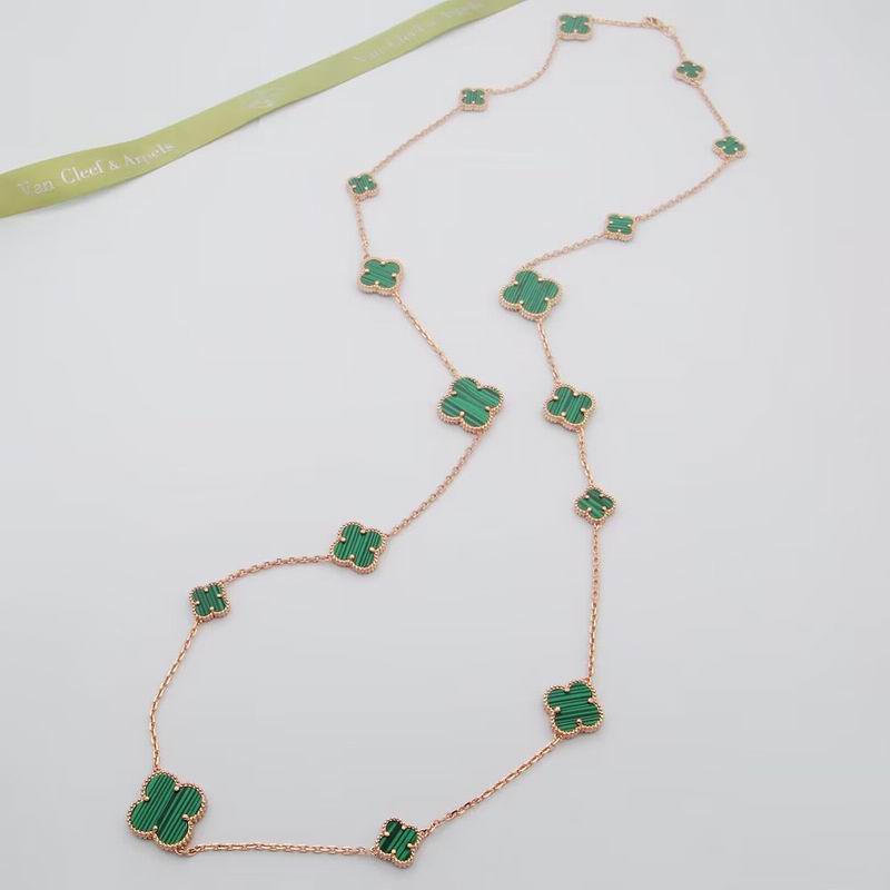 Van Cleef & Arpels Green Clover Motif Long Necklace