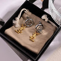 Saint Laurent YSL Gold-Tone Logo-Style Drop Earrings